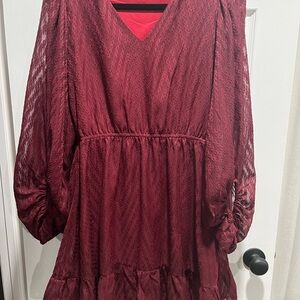 Very J Deep Red Long Sleeve Dress
